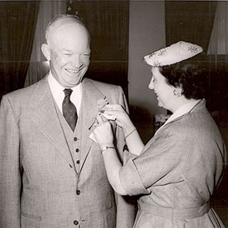 President Eisenhower getting a poppy