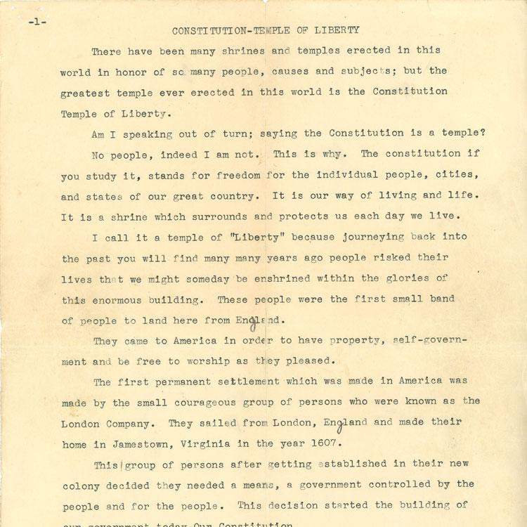 page of oratorical speech 