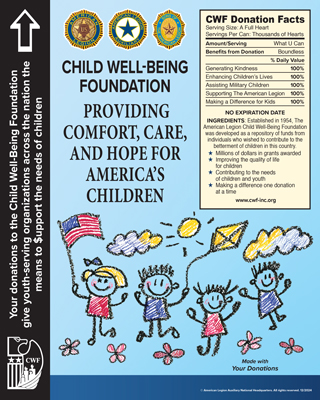 Donation Can Child Welfare Foundation Label Cartoon Version