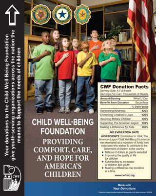 Donation Can Label Children Pledge to American Flag